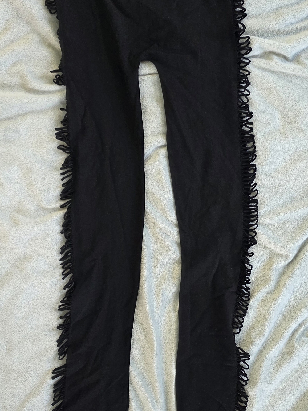 deb Black Fringe Cutout Leggings S/M Yoga Festival Dance Boho Stretch Pants